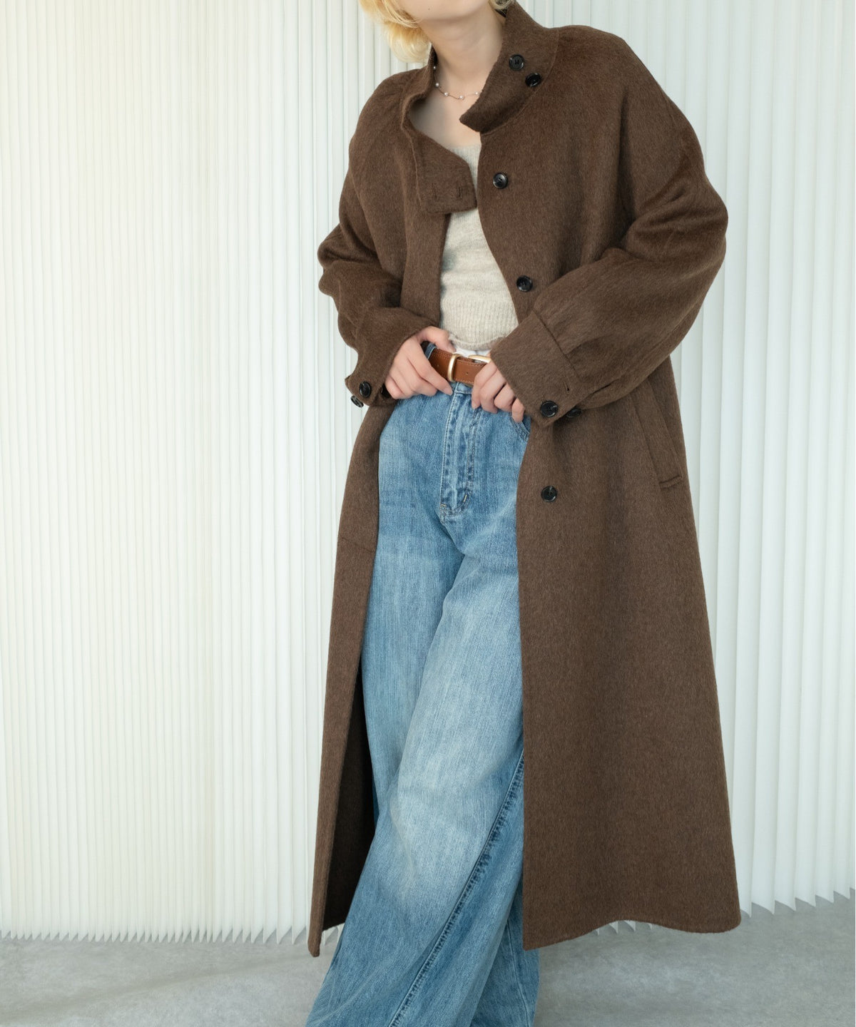 DECADE CLASSIC/ウールブレンド ベルト付きロングコート
