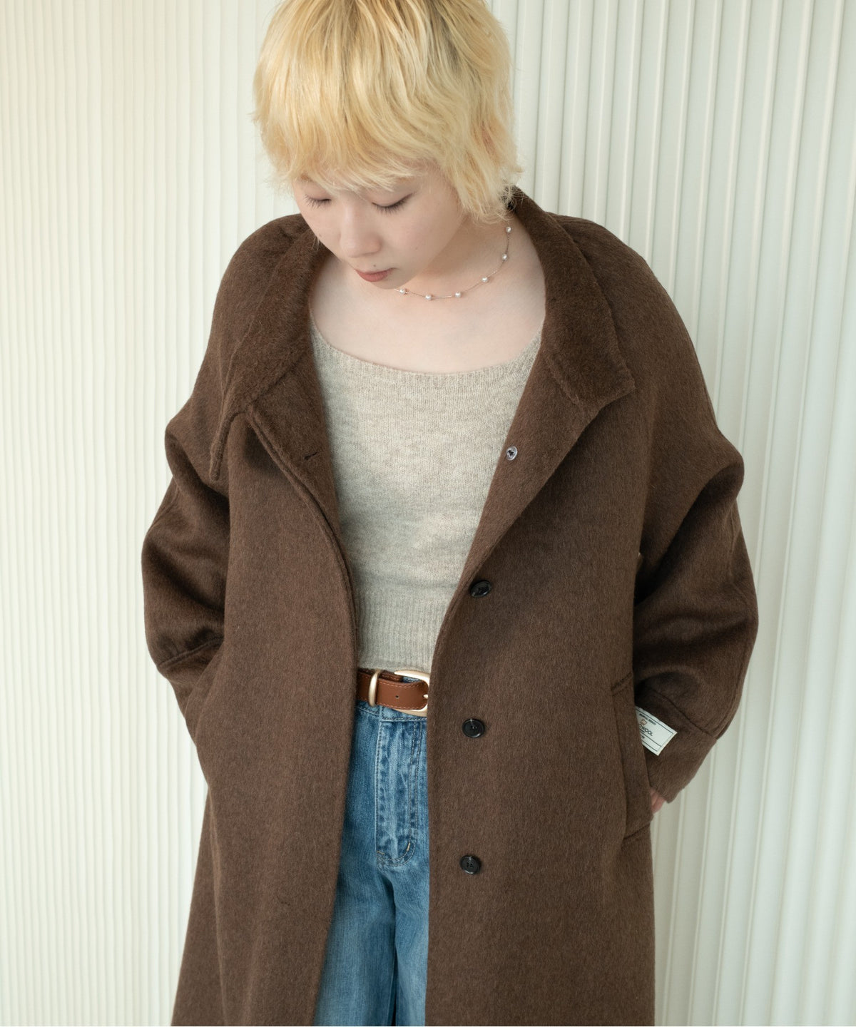 DECADE CLASSIC/ウールブレンド ベルト付きロングコート