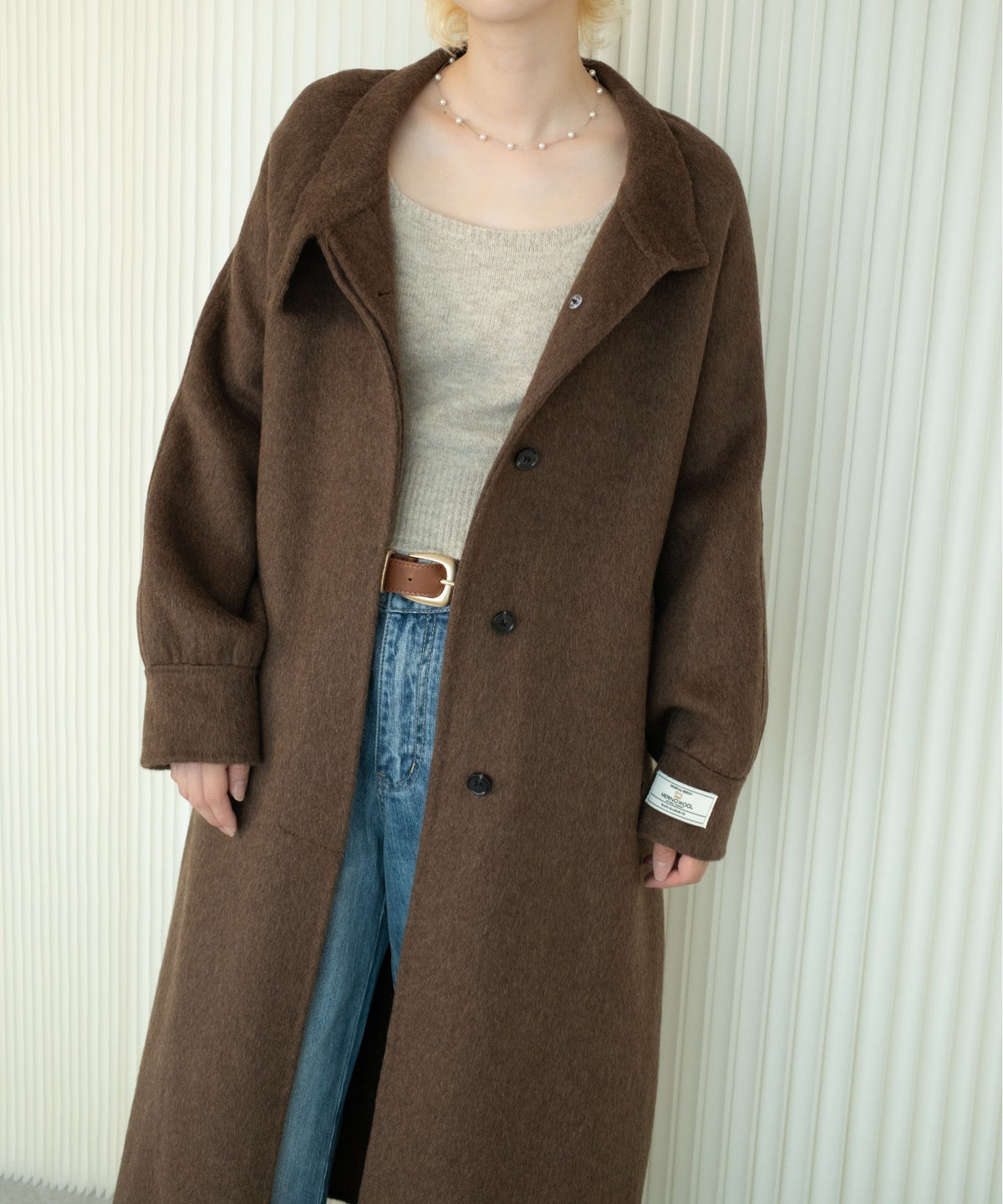 DECADE CLASSIC/ウールブレンド ベルト付きロングコート
