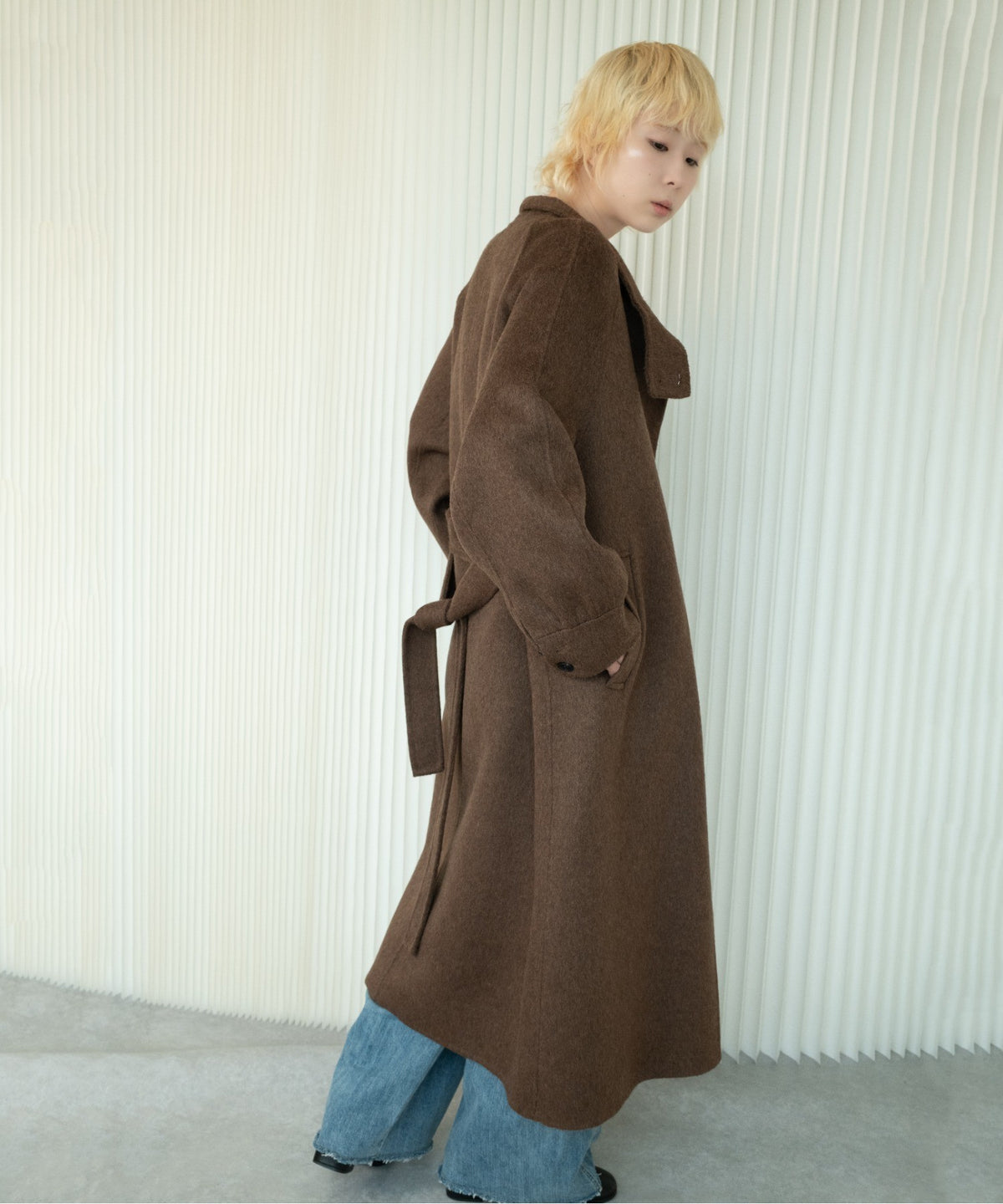DECADE CLASSIC/ウールブレンド ベルト付きロングコート