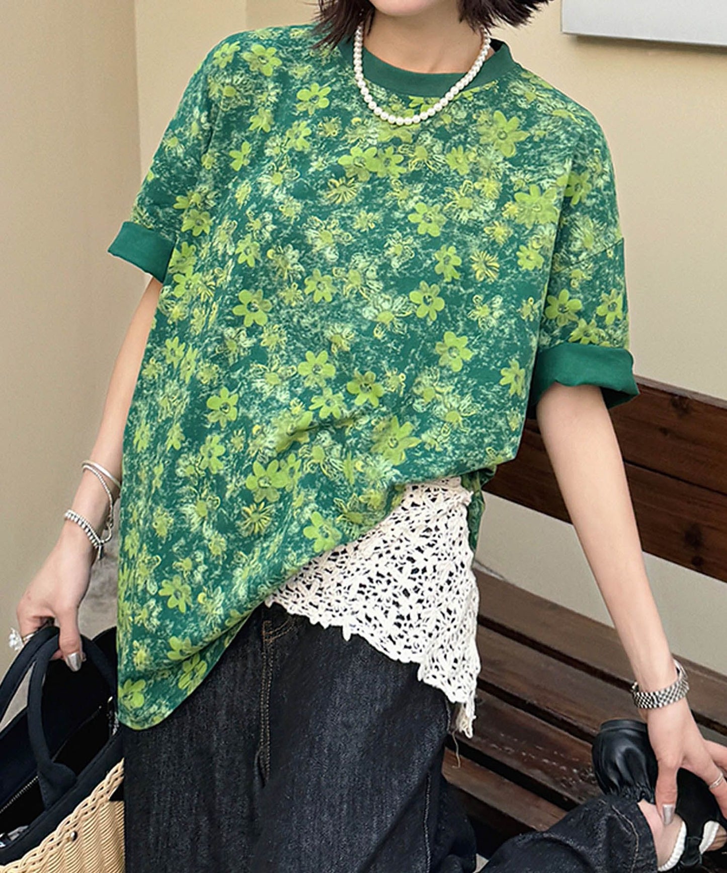 【HOOK】for girls デュアルムードプリントTシャツ