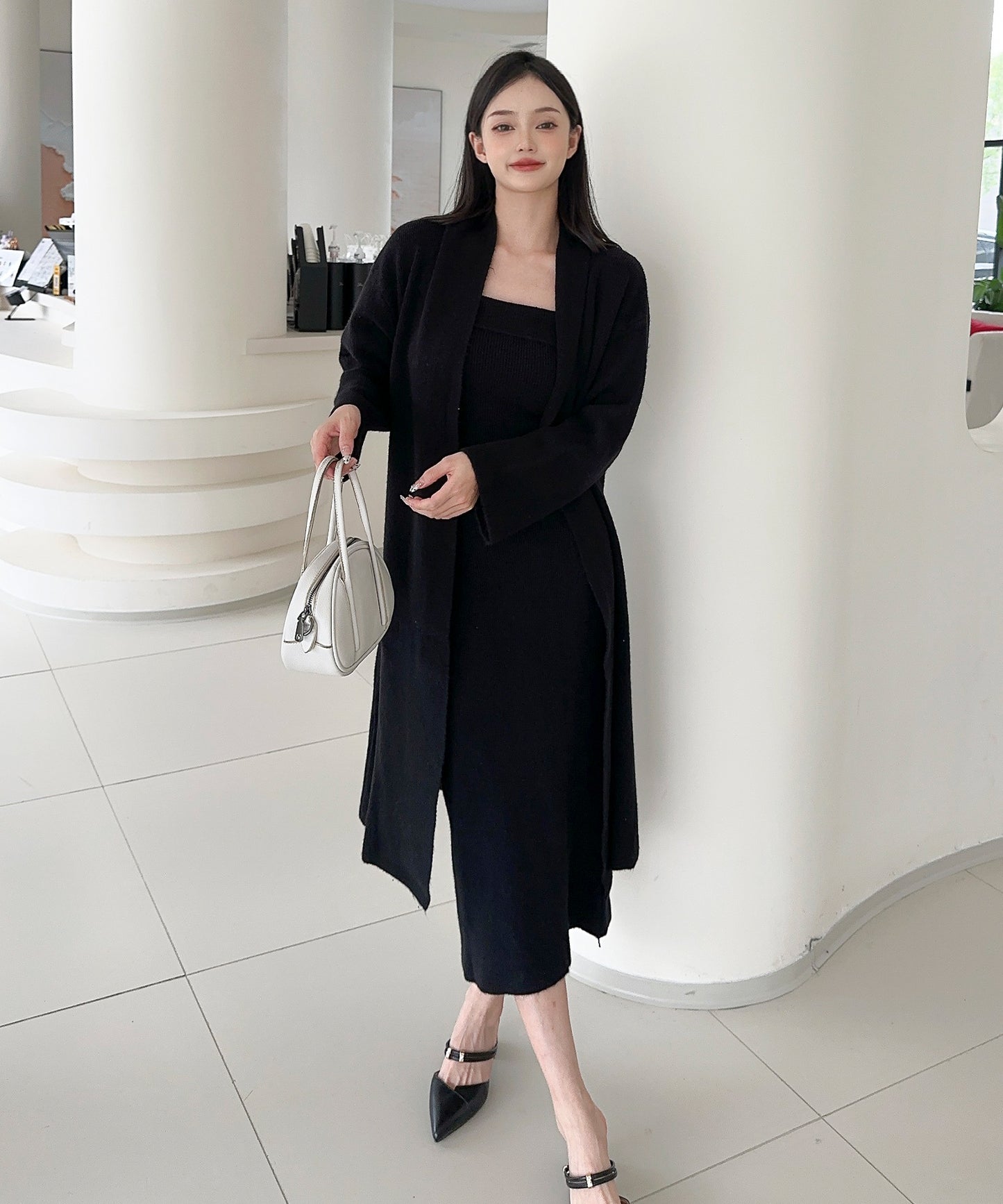 【Jasmine】ニットチューブワンピース＋ロングカーディガン