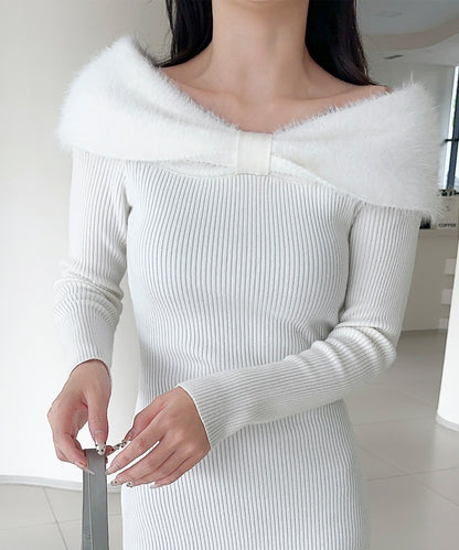 【Jasmine】ワンショルリボンニットワンピース