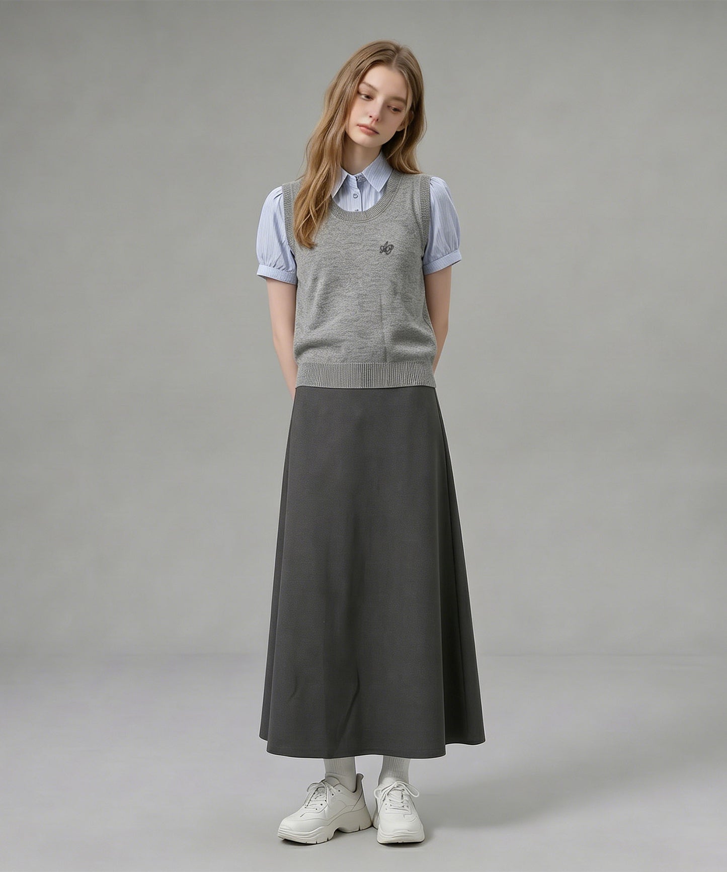 HOOK for girls ニットベスト×半袖シャツ レイヤードライクトップス