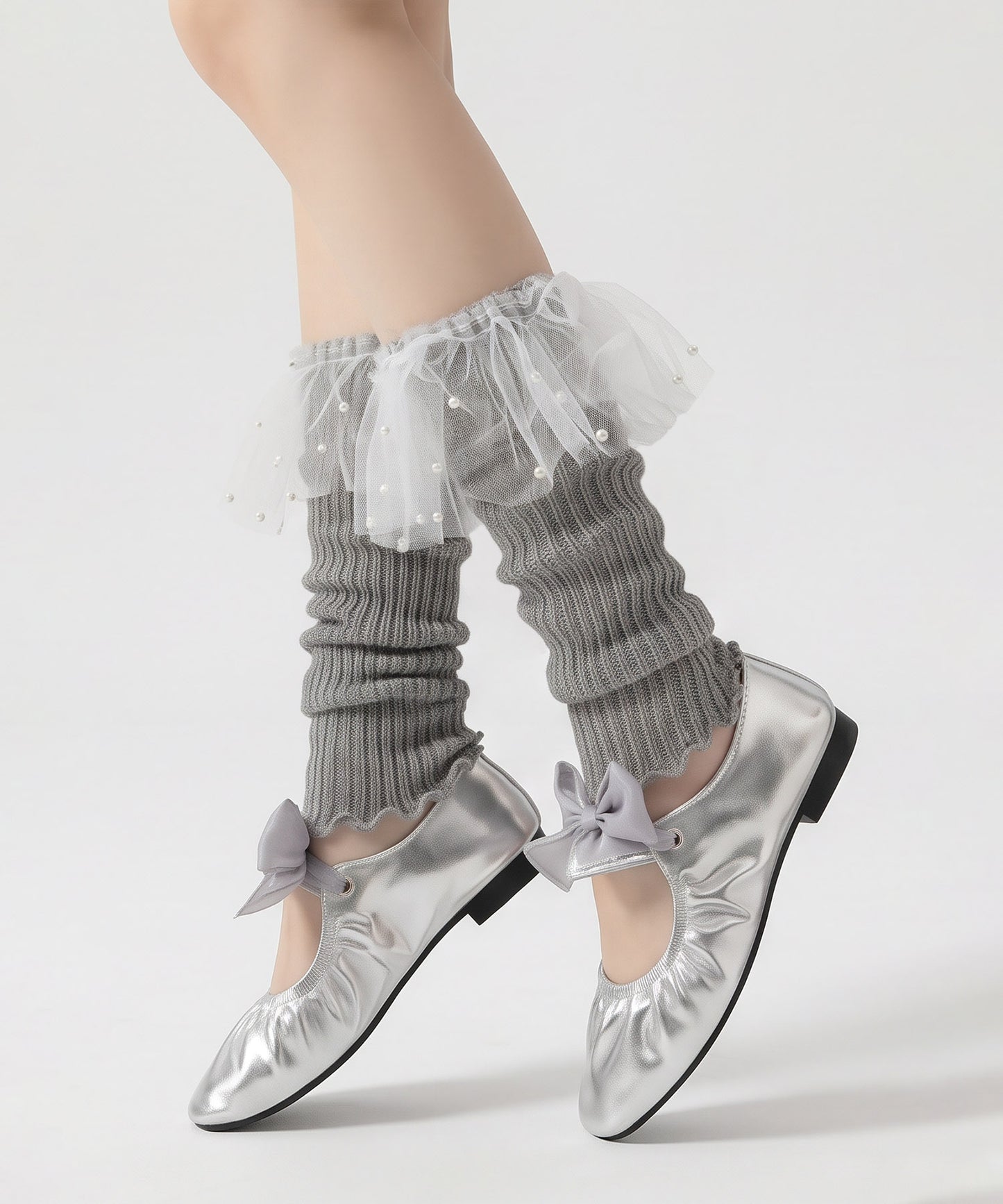 HOOK for girls くしゅくしゅ シアーニット レッグウォーマー コットン 春夏 バレエコア