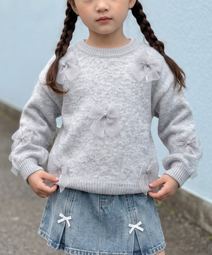 【aimoha KIDS】バレエコア リボンニットプルオーバー