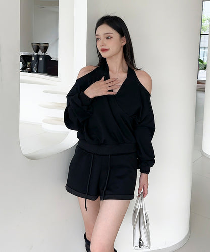 【Jasmine】肩見せスウェット+ウェットショートパンツ