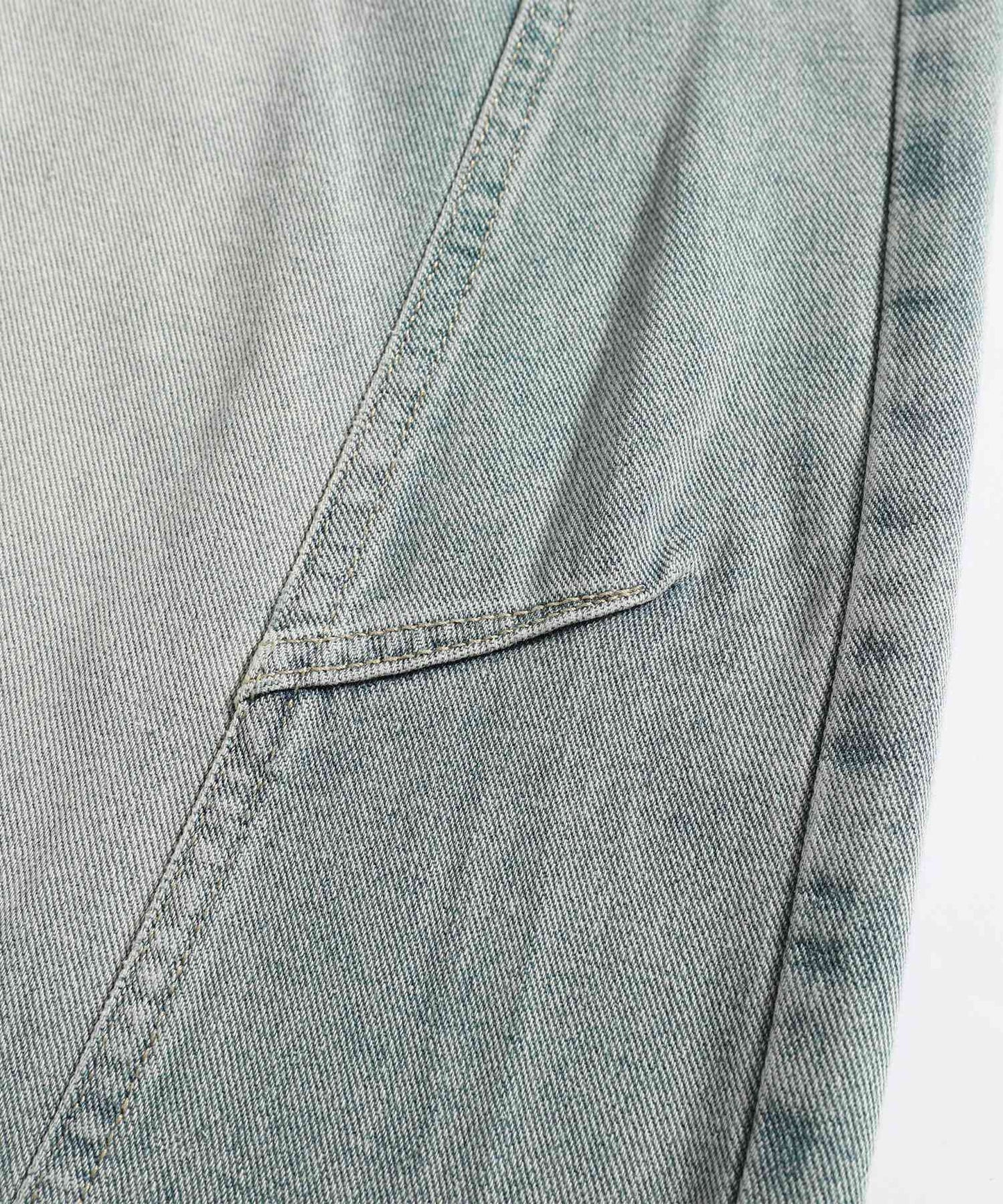 HOOK マッシュルーム刺繍 バレルレッグデニム　チェックベルト付き
