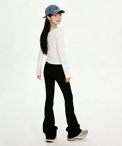 HOOK for girls　ストーン×シェルプリント オフショルダー ロンT