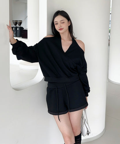 【Jasmine】肩見せスウェット+ウェットショートパンツ