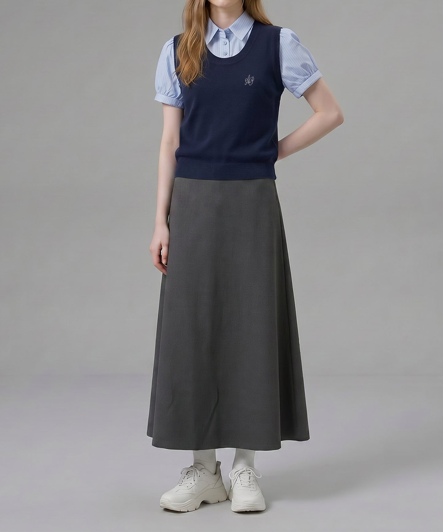 HOOK for girls ニットベスト×半袖シャツ レイヤードライクトップス