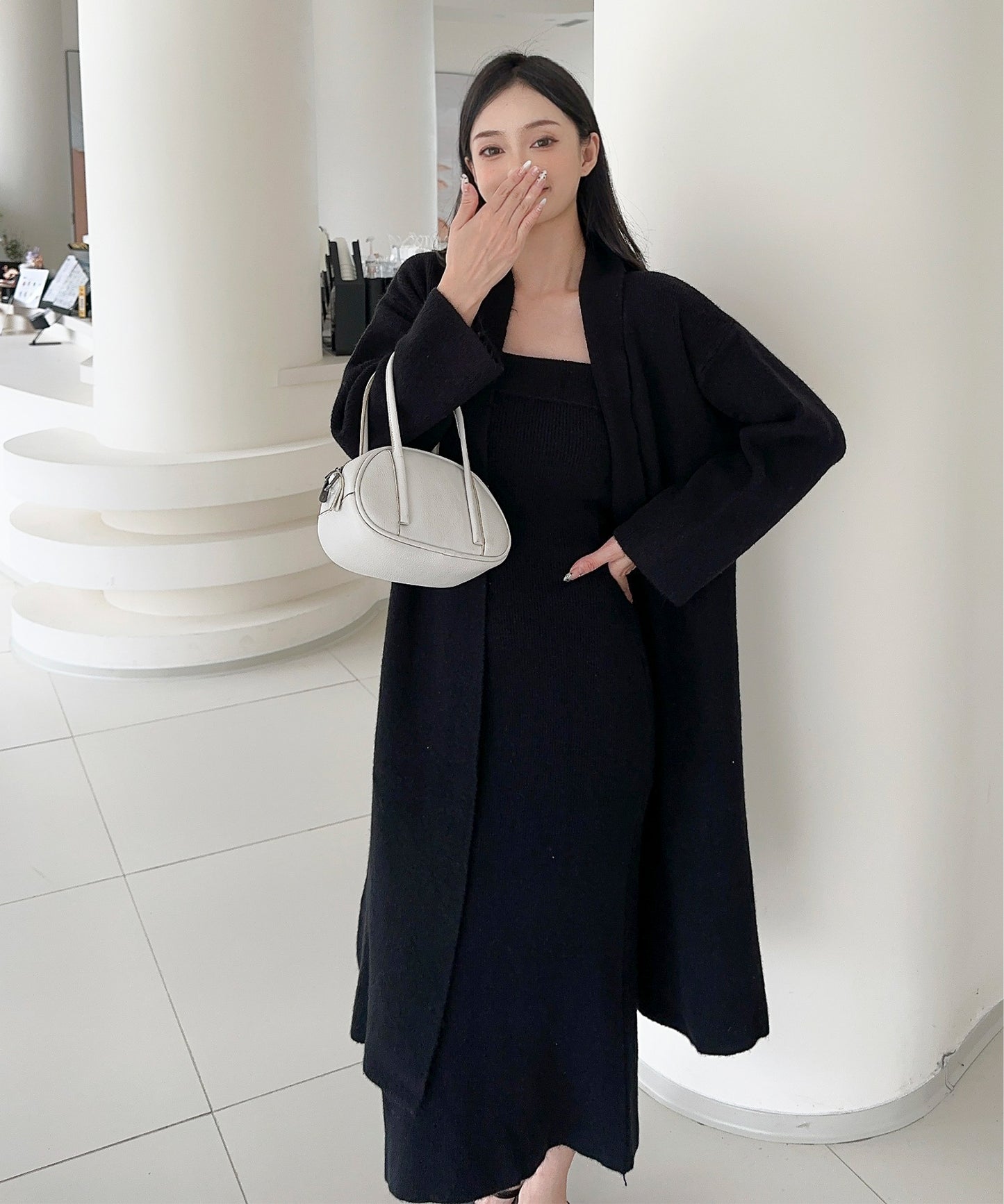 【Jasmine】ニットチューブワンピース＋ロングカーディガン