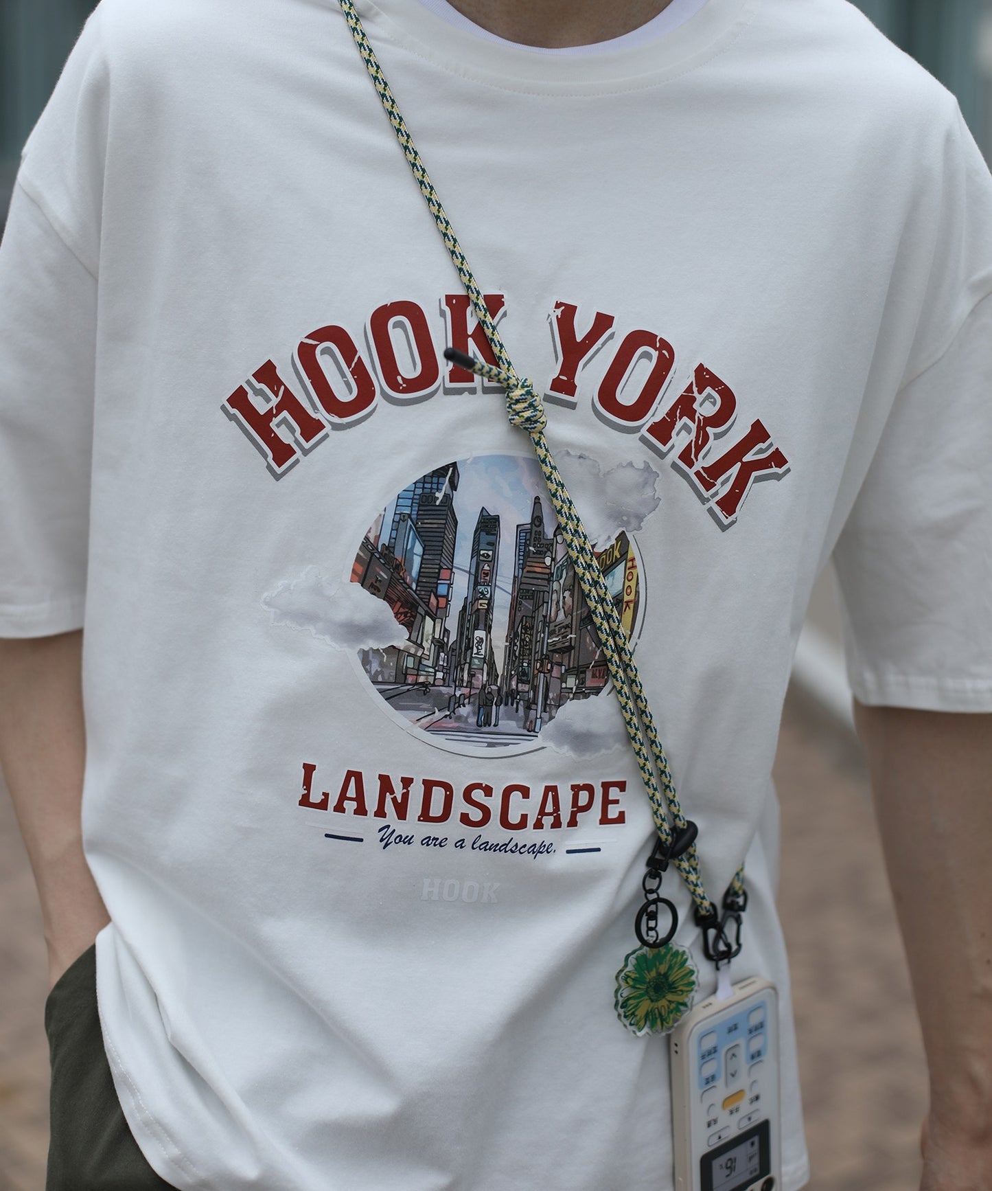 [HOOK -original-] Old clothes style urban pattern damage print short sleeve TEE