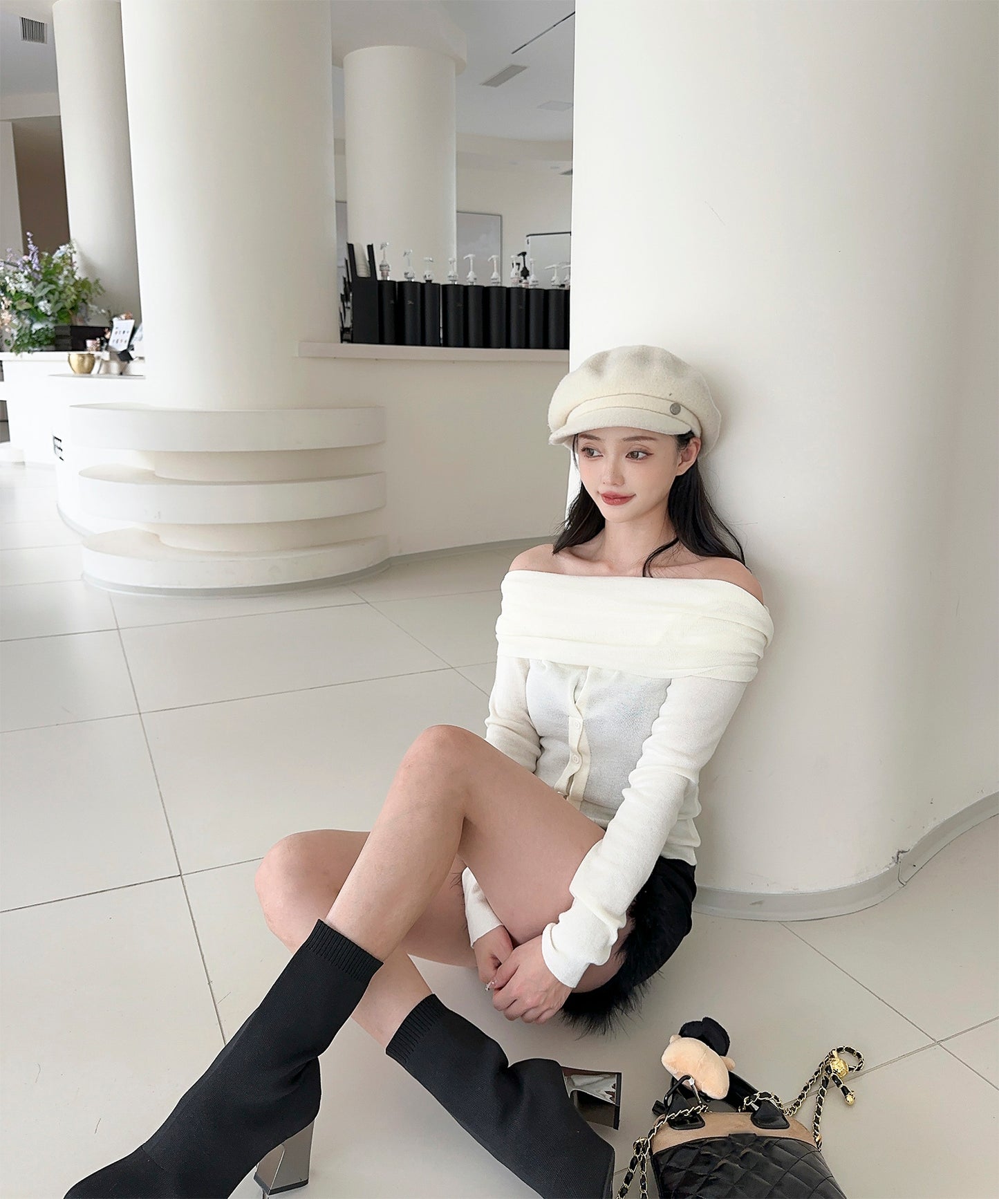 【Jasmine】2WAYフロントボタンデザインニットプルオーバー