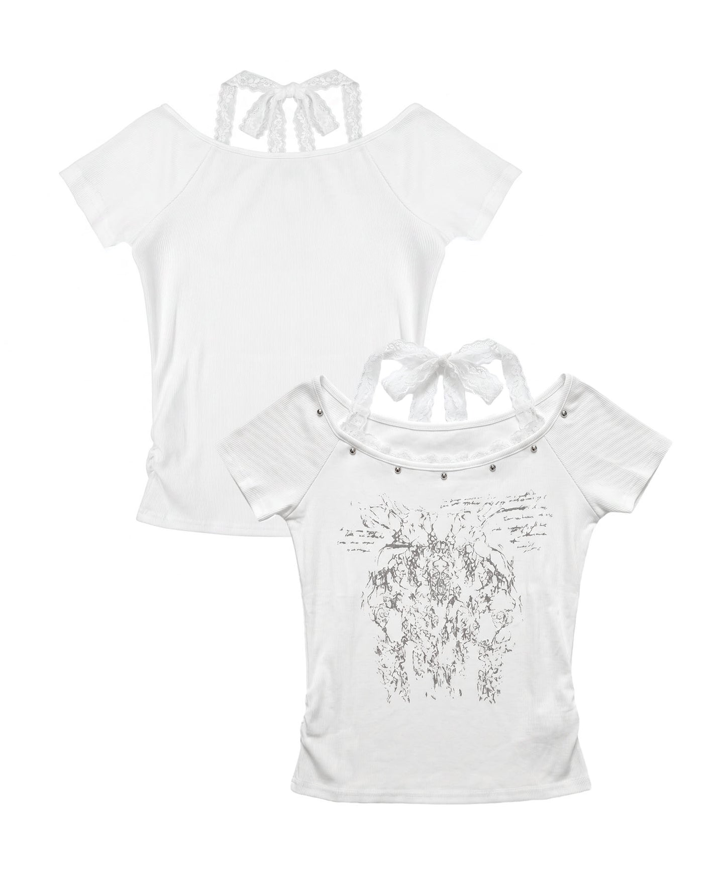HOOK for girls レースレイヤード風 × グラフィック コンパクトT