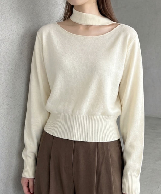 aimoha/アシンメトリーカットアウトニットトップス