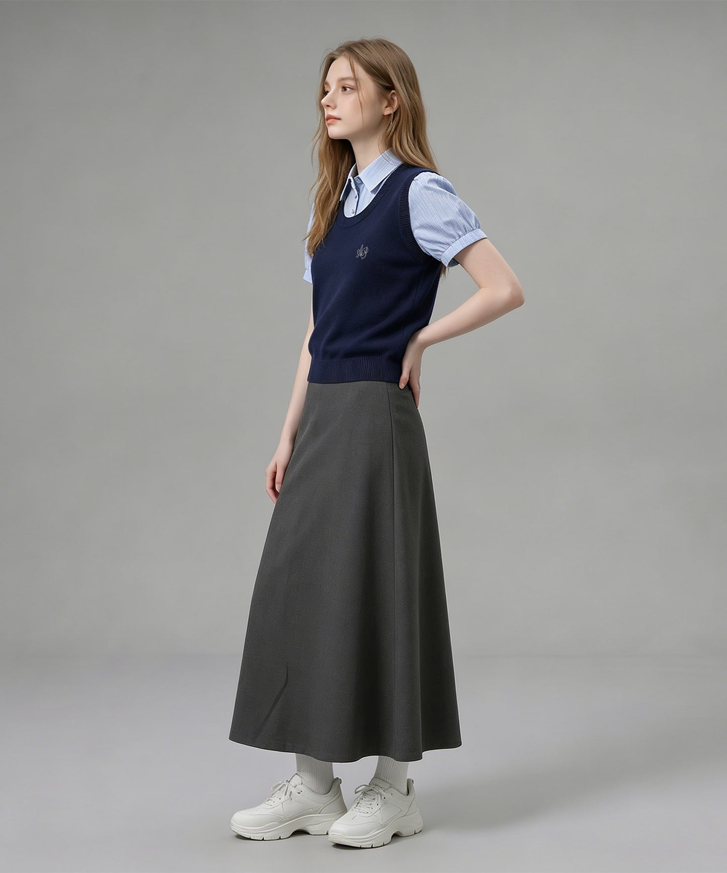 HOOK for girls ニットベスト×半袖シャツ レイヤードライクトップス