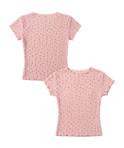 HOOK for girls バブルシフォン総柄クロップドトップス