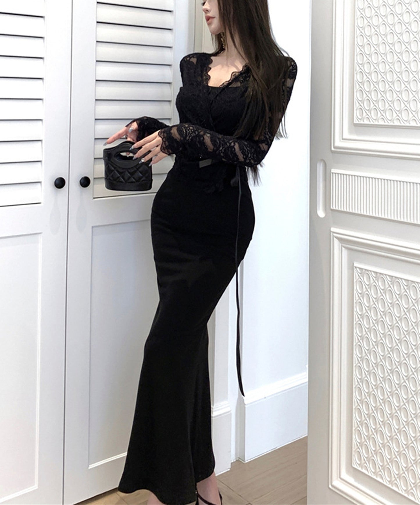 【Jasmine】シアーレーストップス＋スウェットキャミワンピース