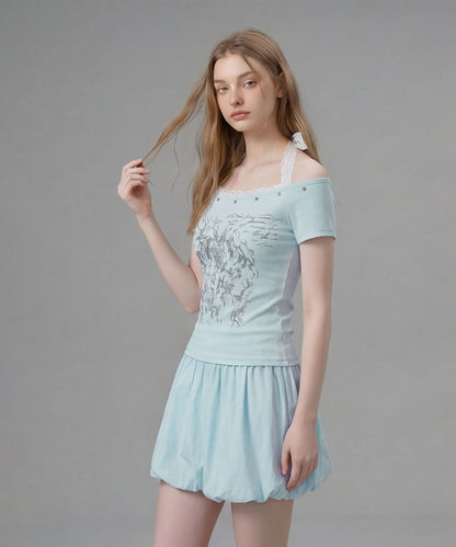 HOOK for girls レースレイヤード風 × グラフィック コンパクトT
