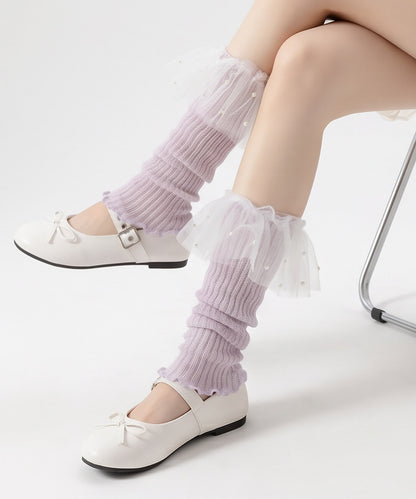 HOOK for girls くしゅくしゅ シアーニット レッグウォーマー コットン 春夏 バレエコア