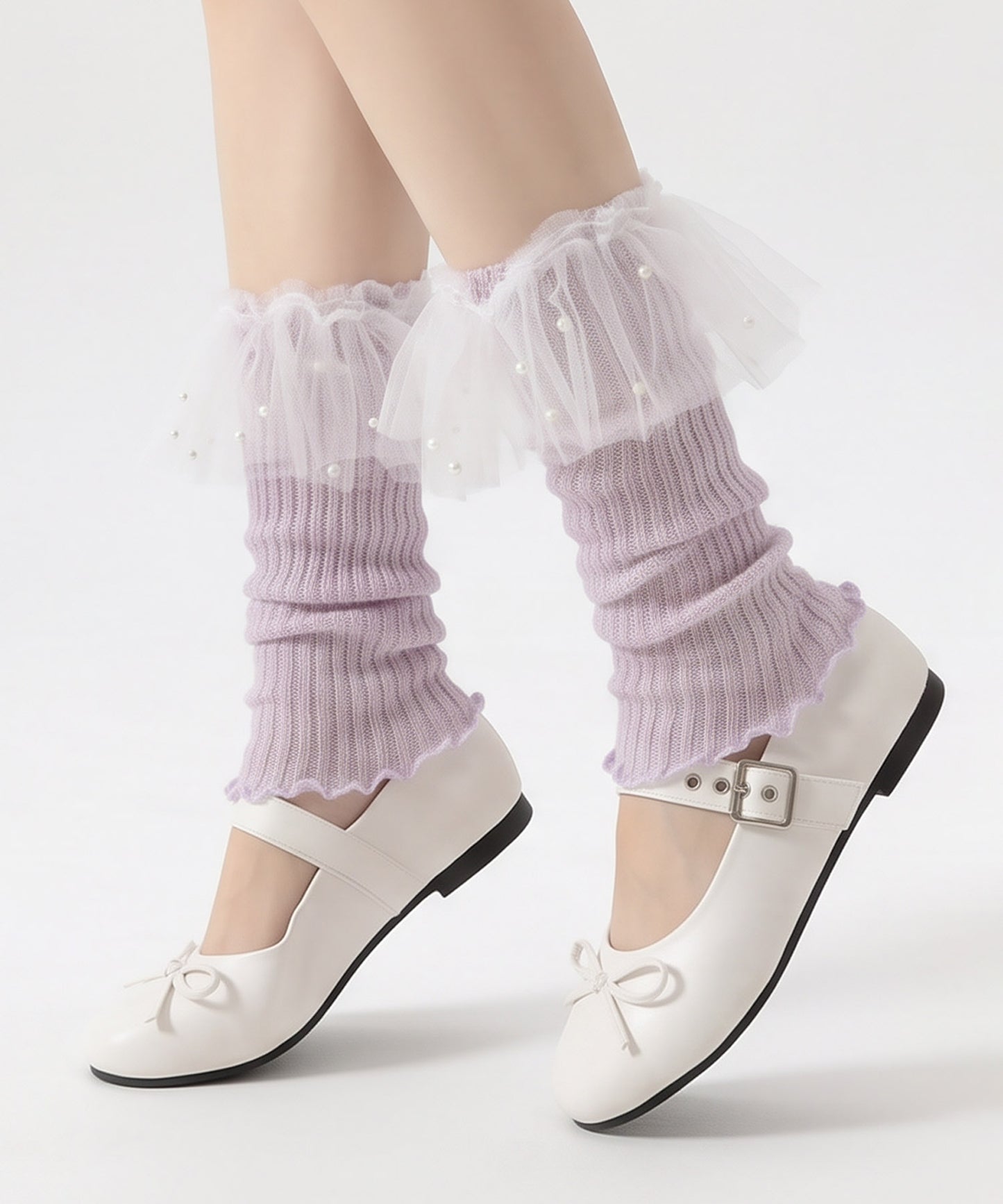 HOOK for girls くしゅくしゅ シアーニット レッグウォーマー コットン 春夏 バレエコア