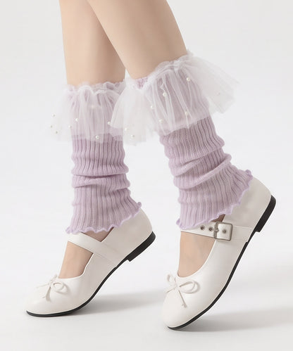 HOOK for girls くしゅくしゅ シアーニット レッグウォーマー コットン 春夏 バレエコア