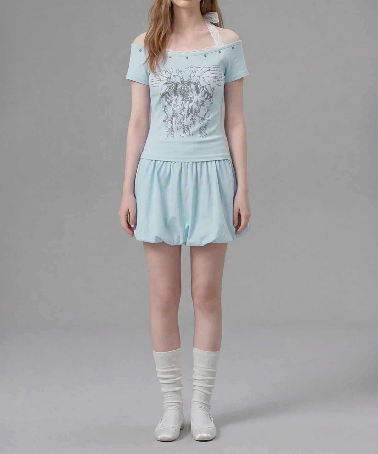 HOOK for girls レースレイヤード風 × グラフィック コンパクトT