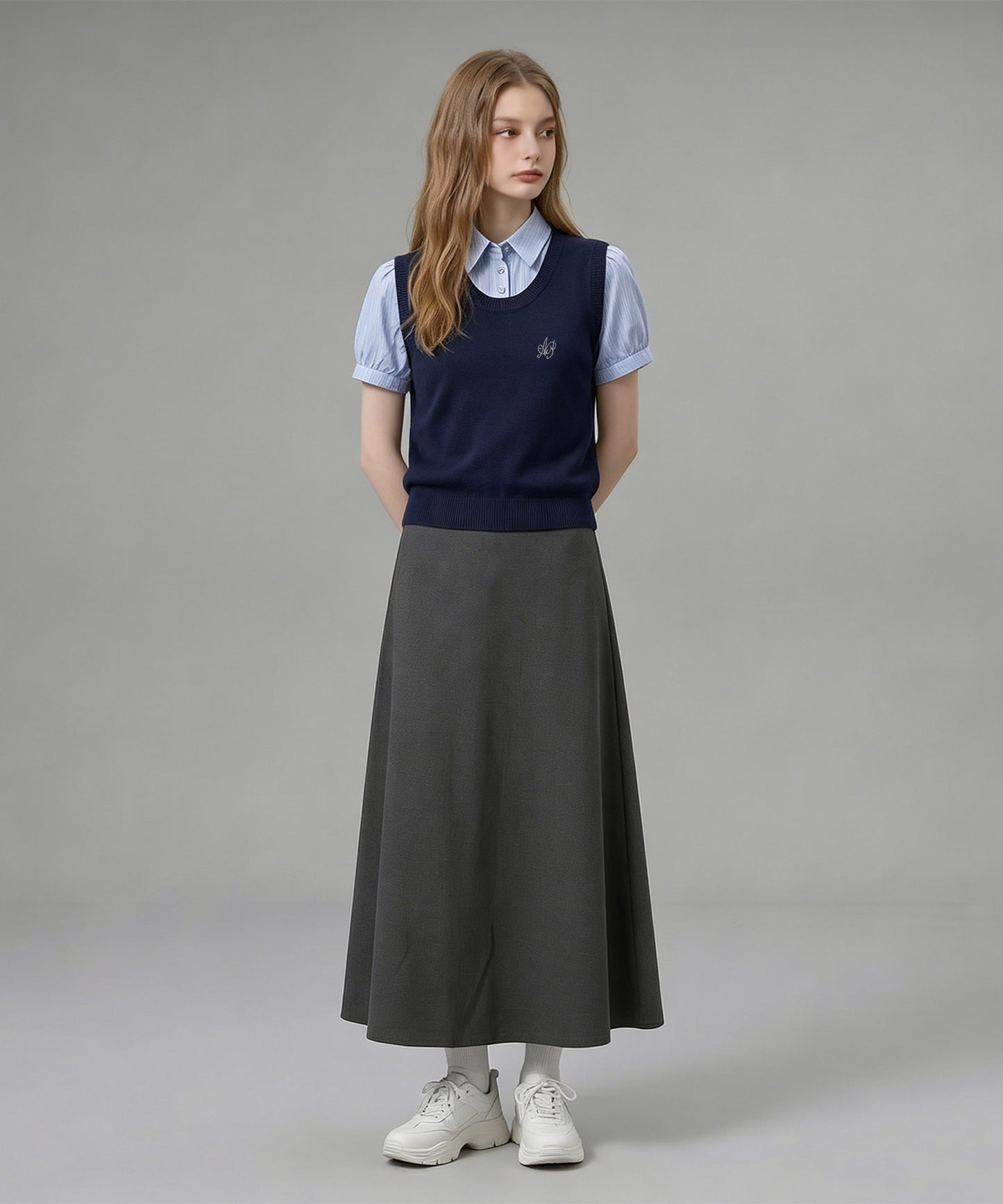 HOOK for girls ニットベスト×半袖シャツ レイヤードライクトップス