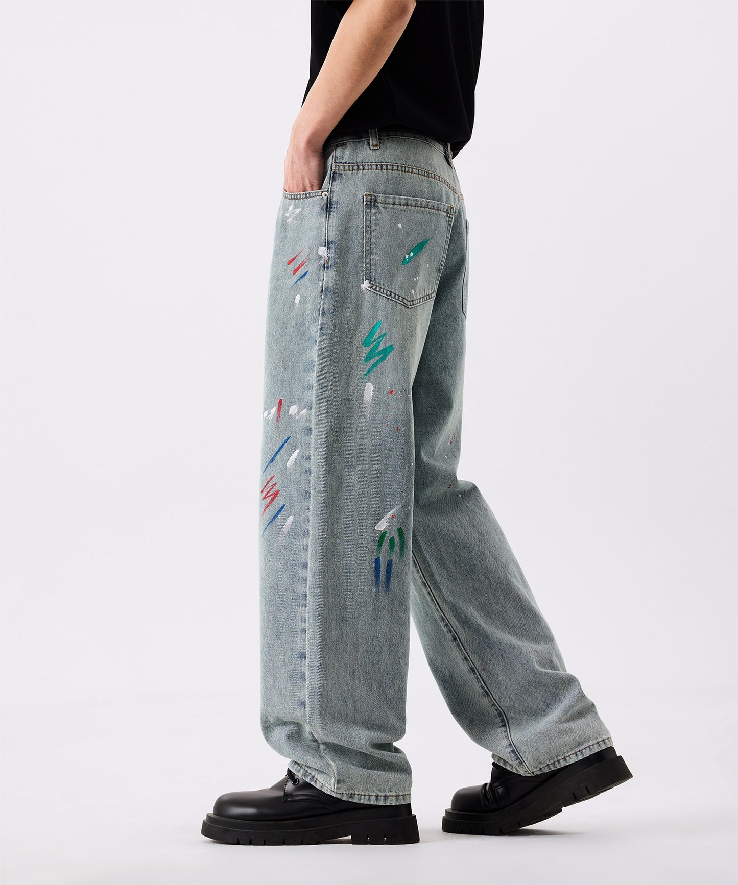 HOOK ペイントスプラッシュ デニムパンツ