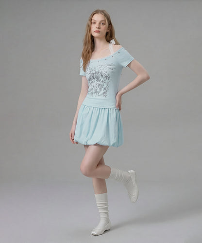 HOOK for girls レースレイヤード風 × グラフィック コンパクトT