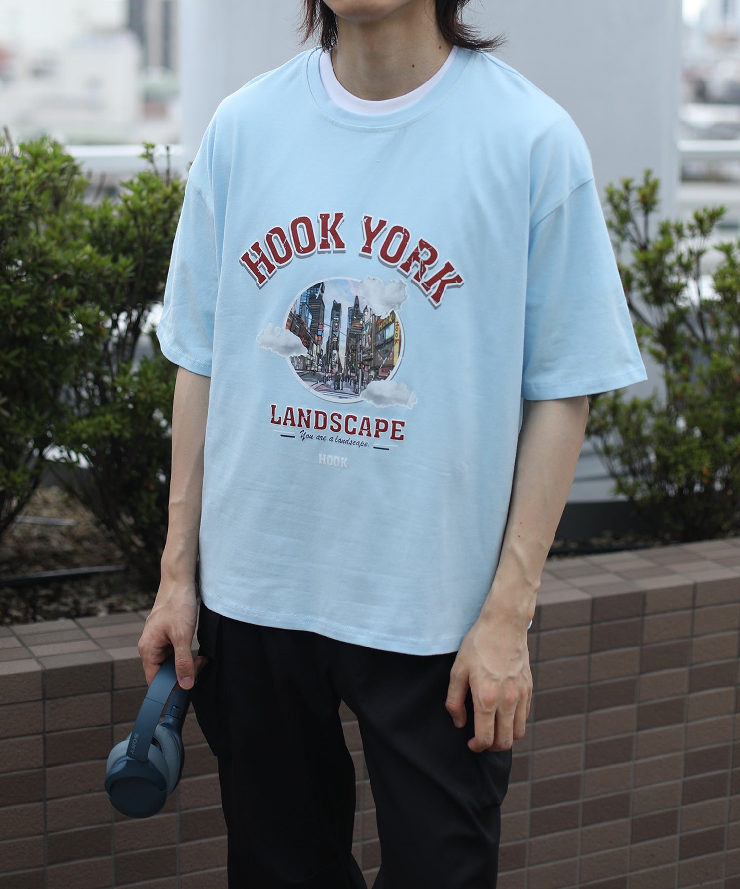 [HOOK -original-] Old clothes style urban pattern damage print short sleeve TEE