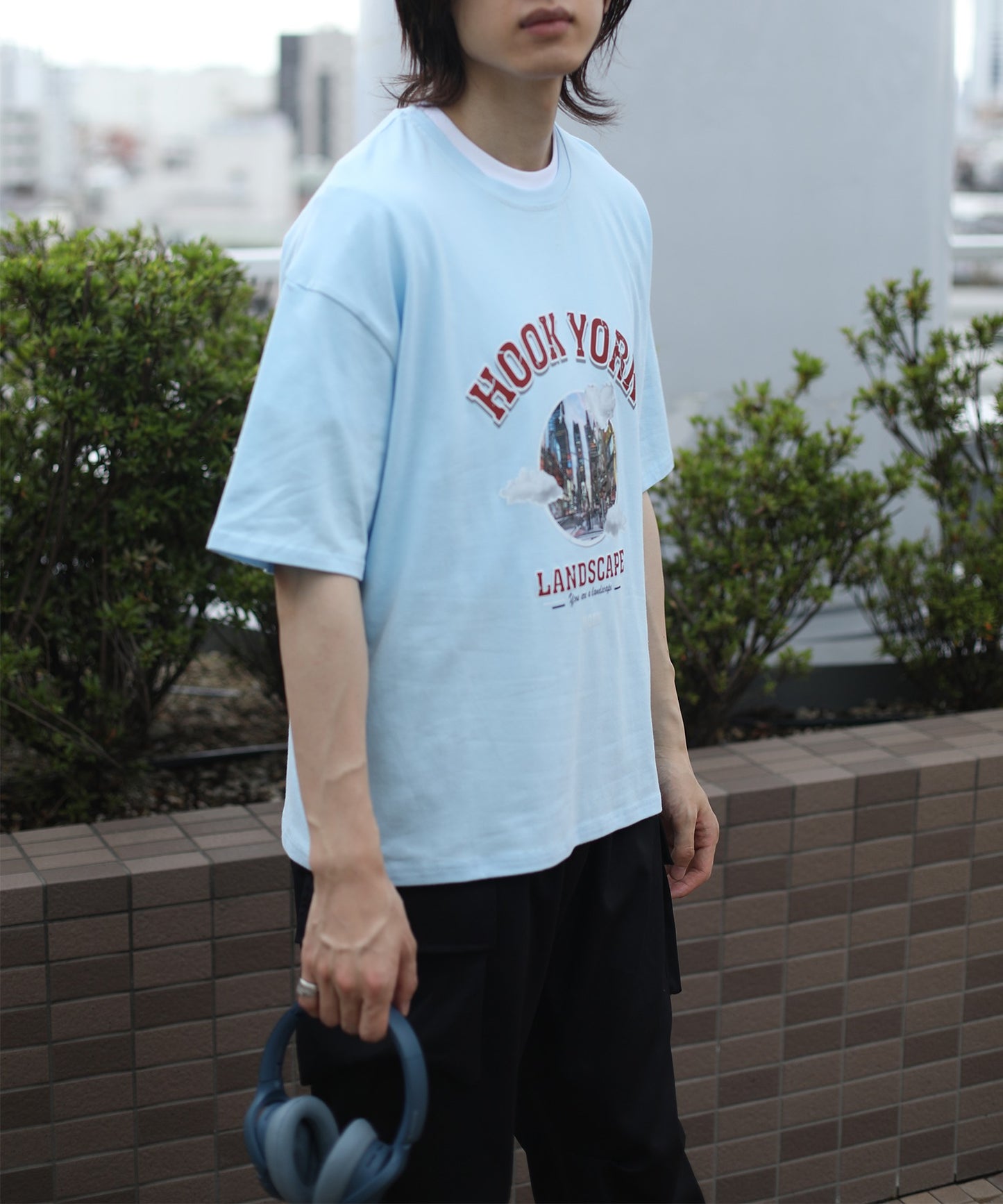 [HOOK -original-] Old clothes style urban pattern damage print short sleeve TEE