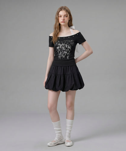 HOOK for girls レースレイヤード風 × グラフィック コンパクトT