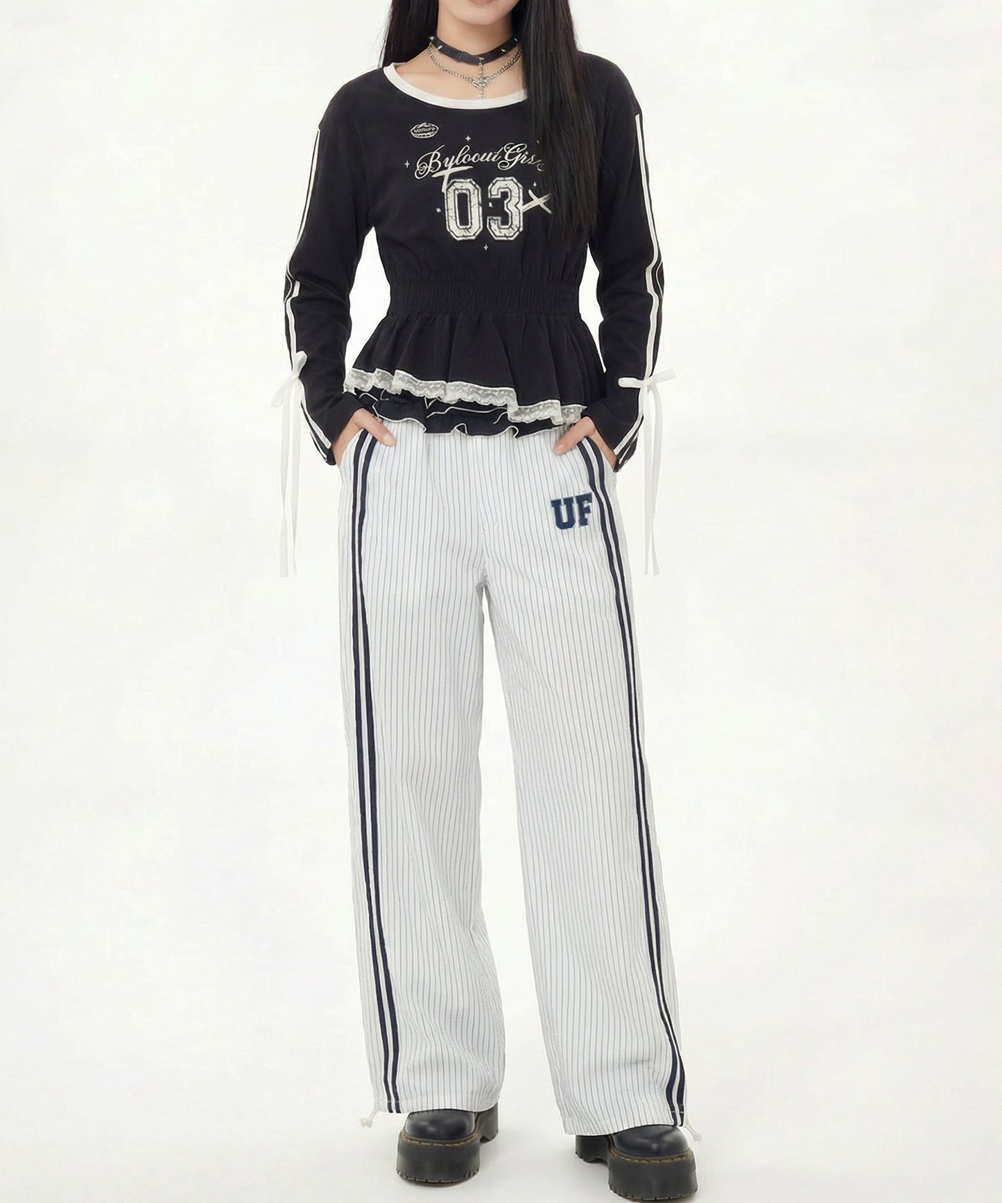 HOOK for girls リボン×ナンバーーリングロゴ　ロンT