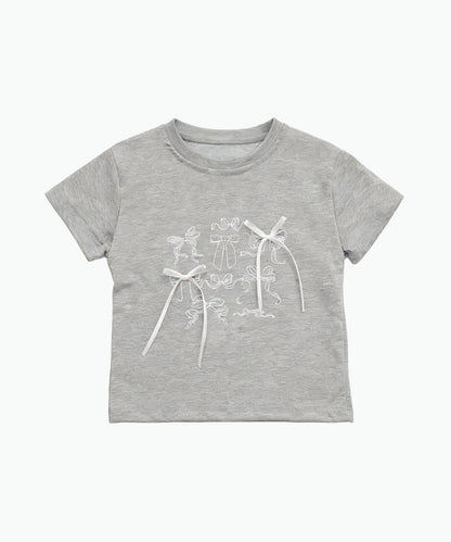 【aimoha-KIDS-】リボンスケッチ デザインTシャツ