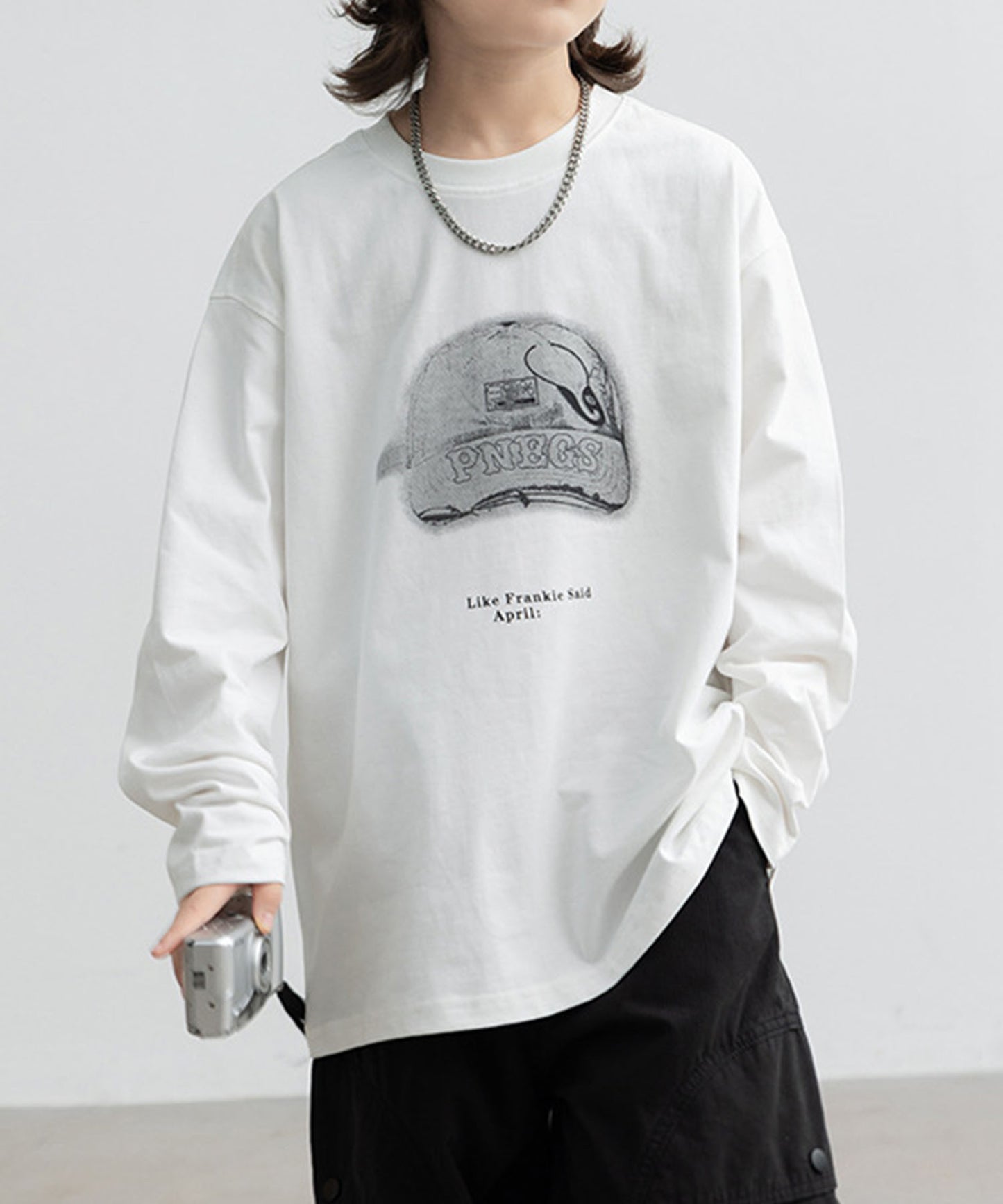 【aimoha-KIDS-】キャッププリント ロングスリーブTシャツ