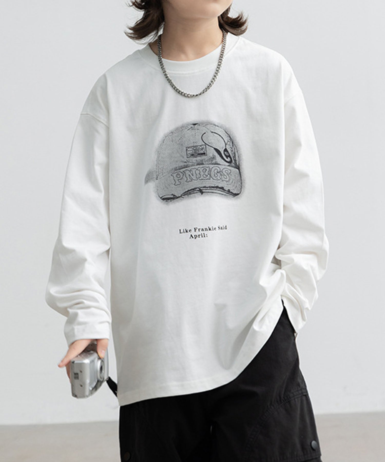【aimoha-KIDS-】キャッププリント ロングスリーブTシャツ