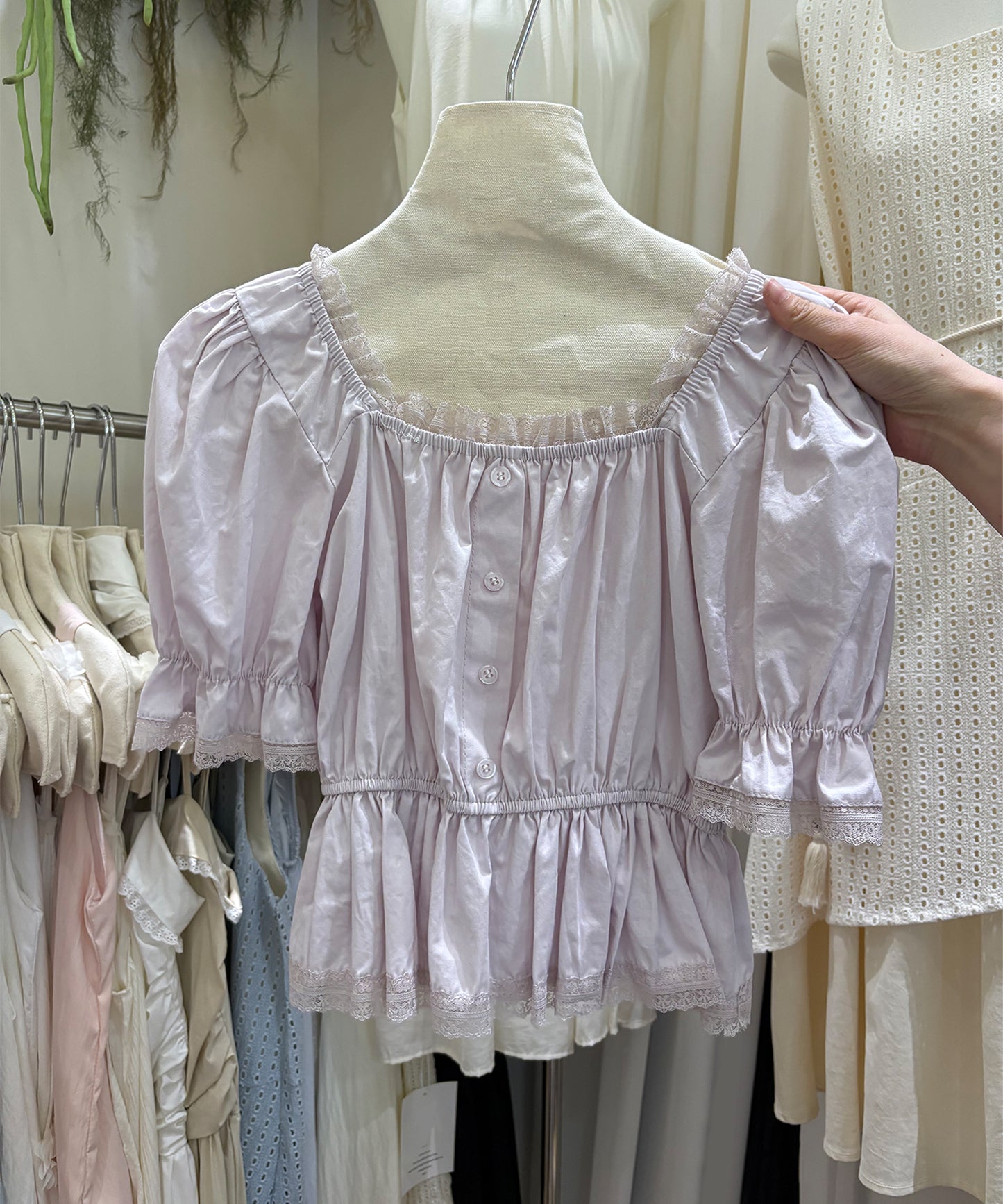 【Jasmine】スクエアネックレースブラウス