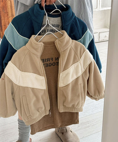 【aimoha-KIDS-】キッズ　ボアジップアップブルゾン