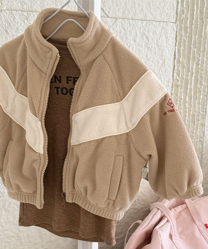 【aimoha-KIDS-】キッズ　ボアジップアップブルゾン