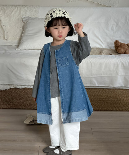 【aimoha-KIDS-】キッズ ジップアップデニムワンピー (SS)