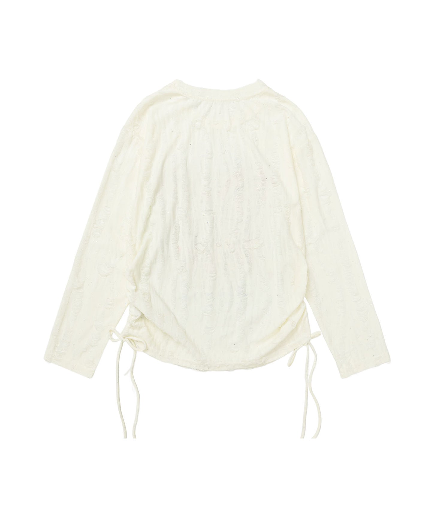 HOOK for girls　キラキラストーン × バタフライプリント ダメージメッシュ カットソー