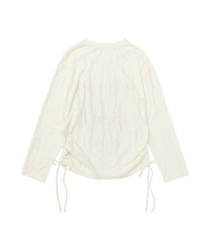 HOOK for girls　キラキラストーン × バタフライプリント ダメージメッシュ カットソー