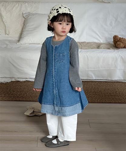 【aimoha-KIDS-】キッズ ジップアップデニムワンピー (SS)