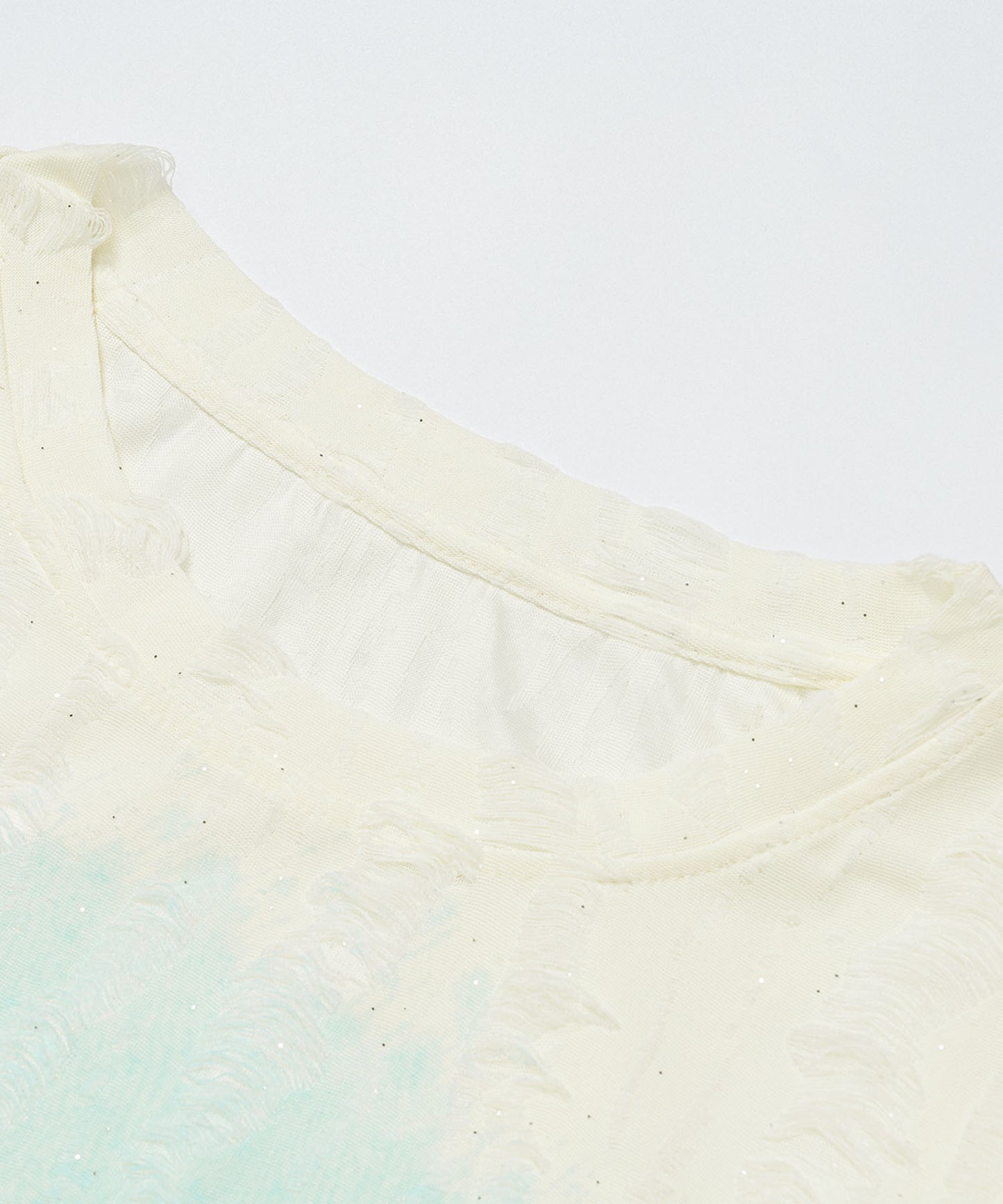 HOOK for girls　キラキラストーン × バタフライプリント ダメージメッシュ カットソー