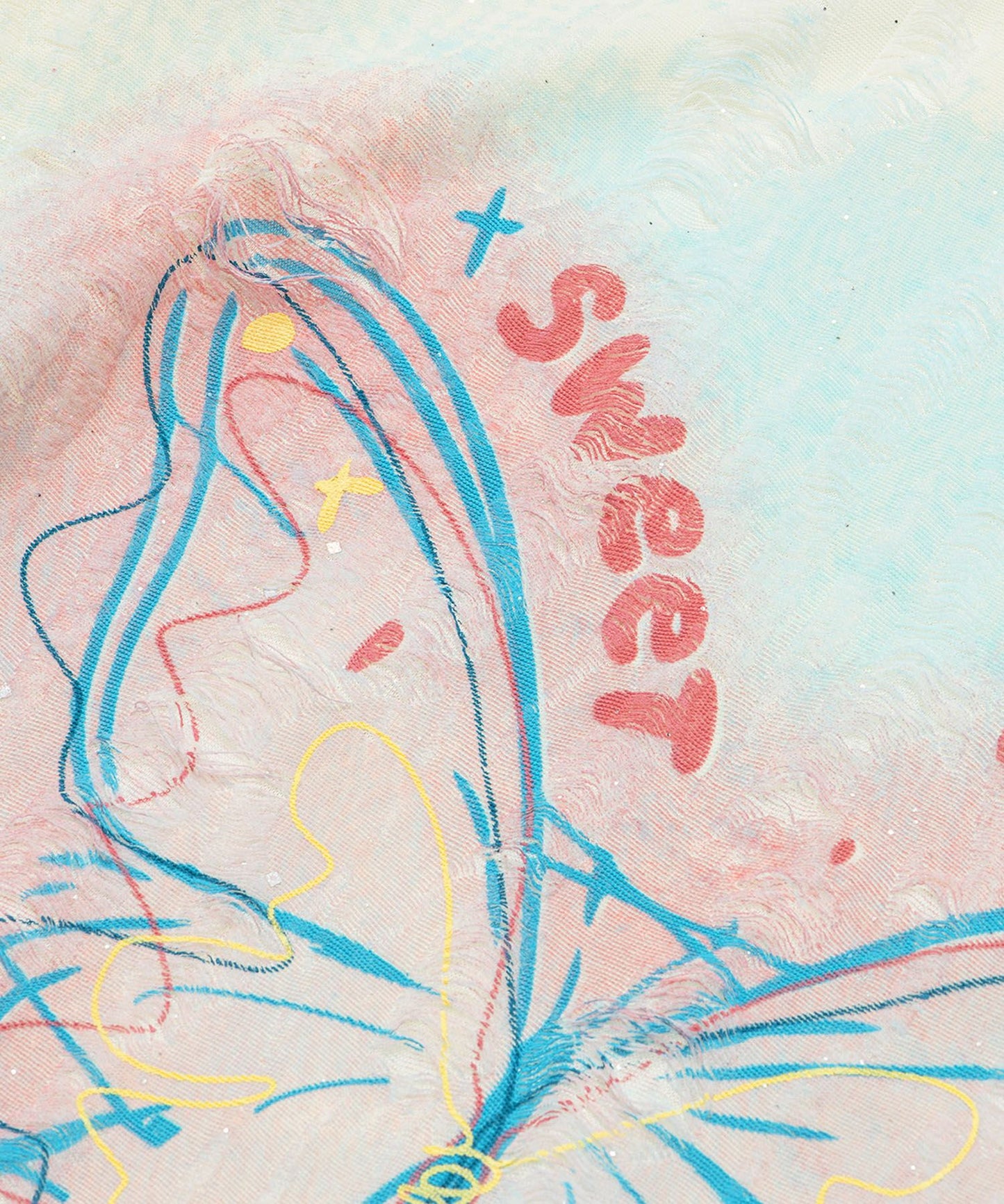 HOOK for girls　キラキラストーン × バタフライプリント ダメージメッシュ カットソー