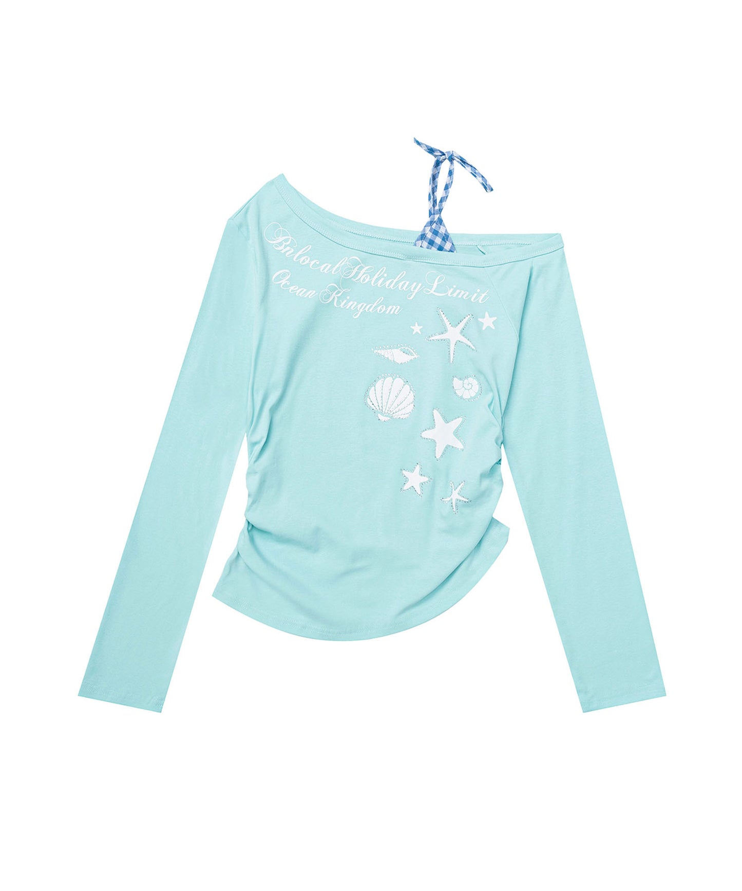 HOOK for girls　ストーン×シェルプリント オフショルダー ロンT