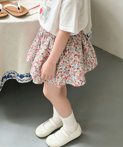 【aimoha-KIDS-】フラワーガーデン フレアショートパンツ