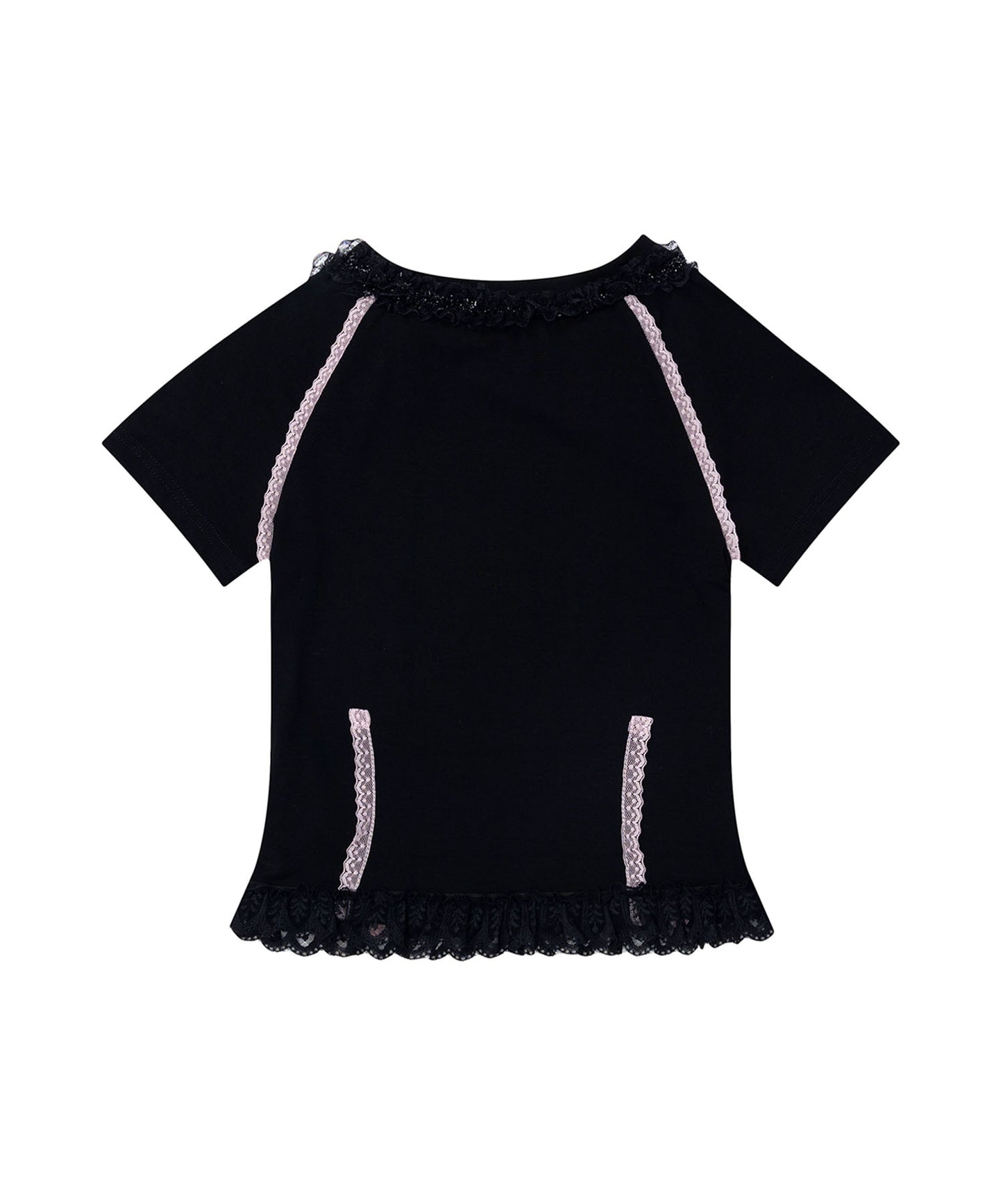 HOOK for girls　リボン×プリント レースTシャツ